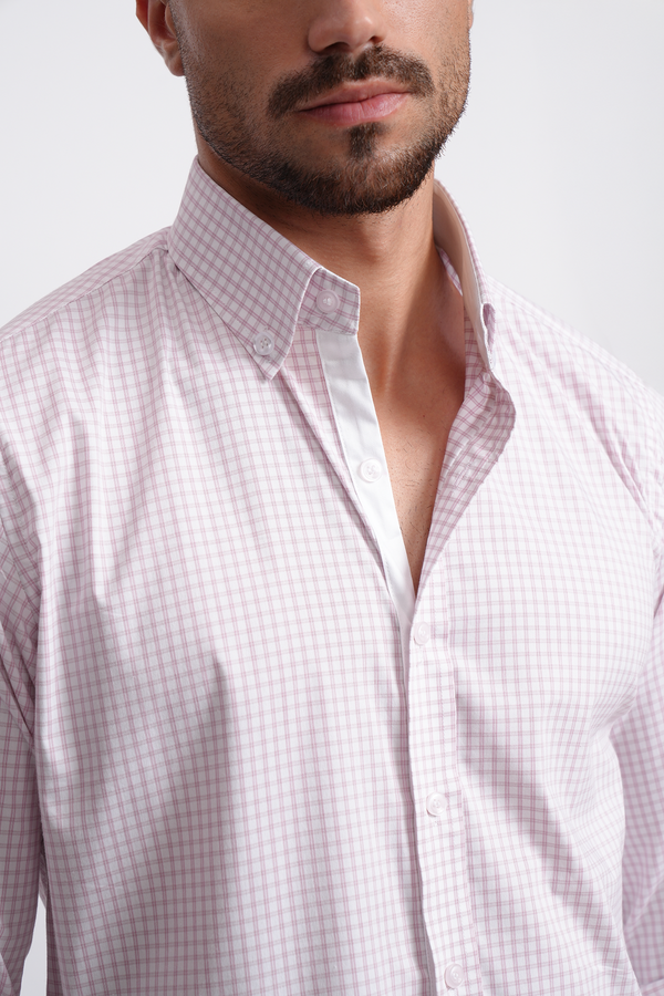 PINK CHECKERED RELAXED FIT SHIRT